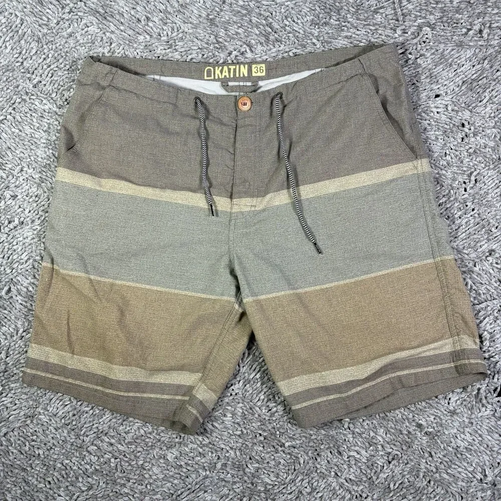Katin Board Shorts Mens 36 Board Surf Beach Summer Designer Button Fly Hybrid